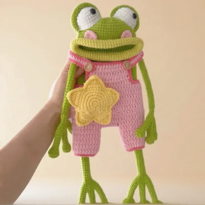 Crochet yarn big-mouthed frog phone handcraft knitting DIY kit homemade ugly-cute crossbody bag parent-child bag