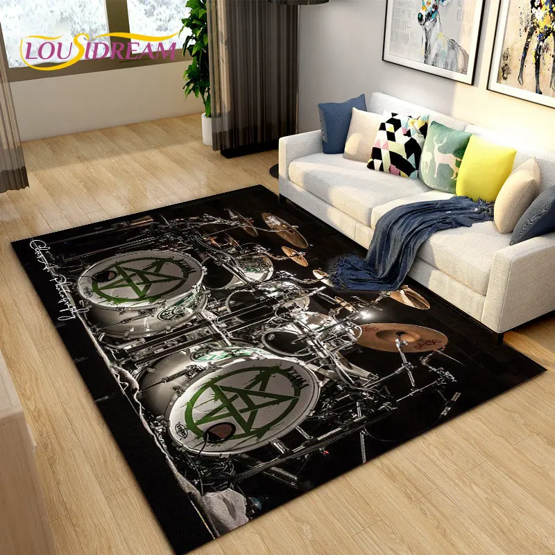 Drum Kit Music Instruments Area Rug Large,Carpet Rug for Living Room Bedroom Sofa Doormat Decoration,Kitchen Non-slip Floor Mat