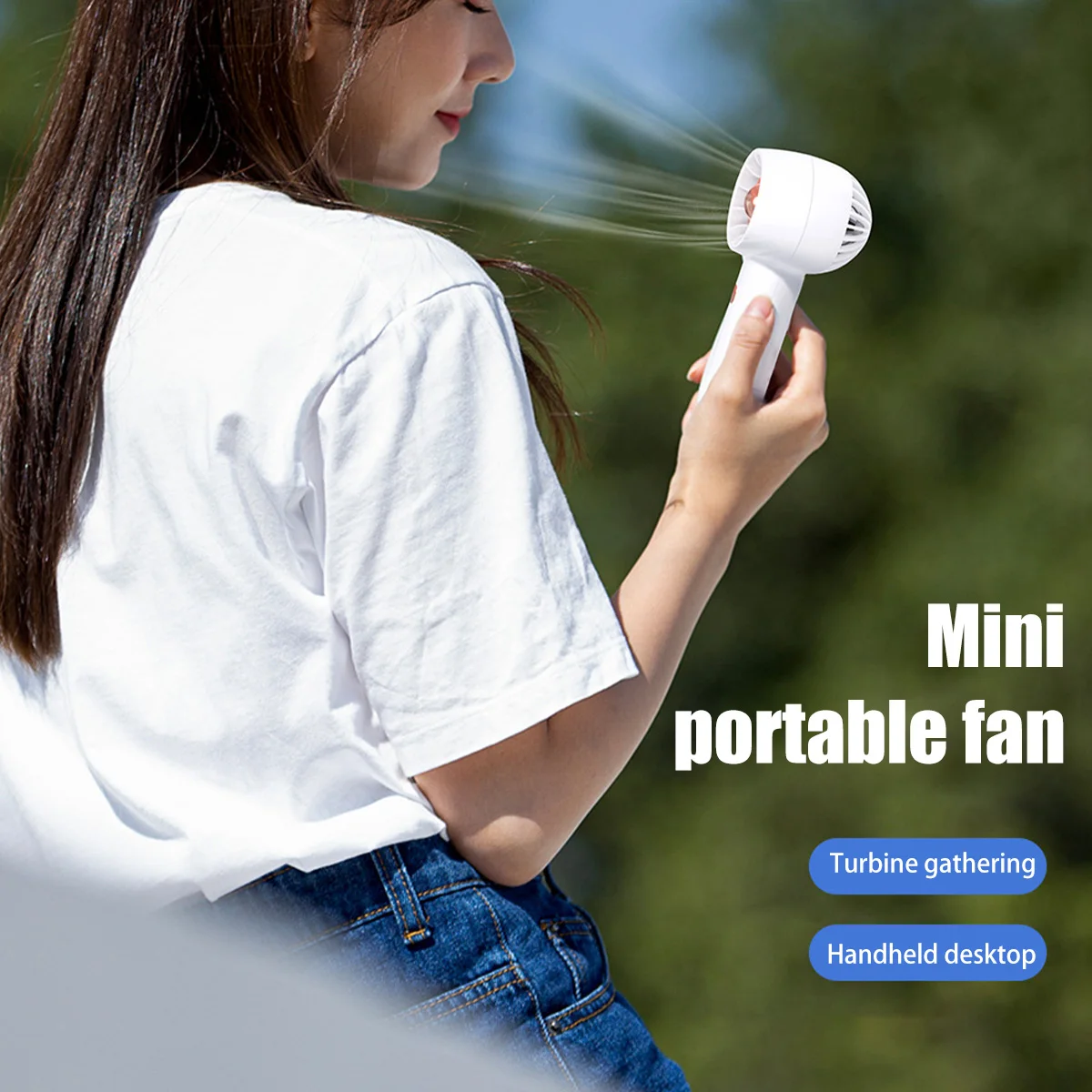 Portable Mini Handheld Fan USB Rechargeable Personal Fan Safe Fan with 3 Adjustable Speeds Electric Cooling Fan Desktop 2023