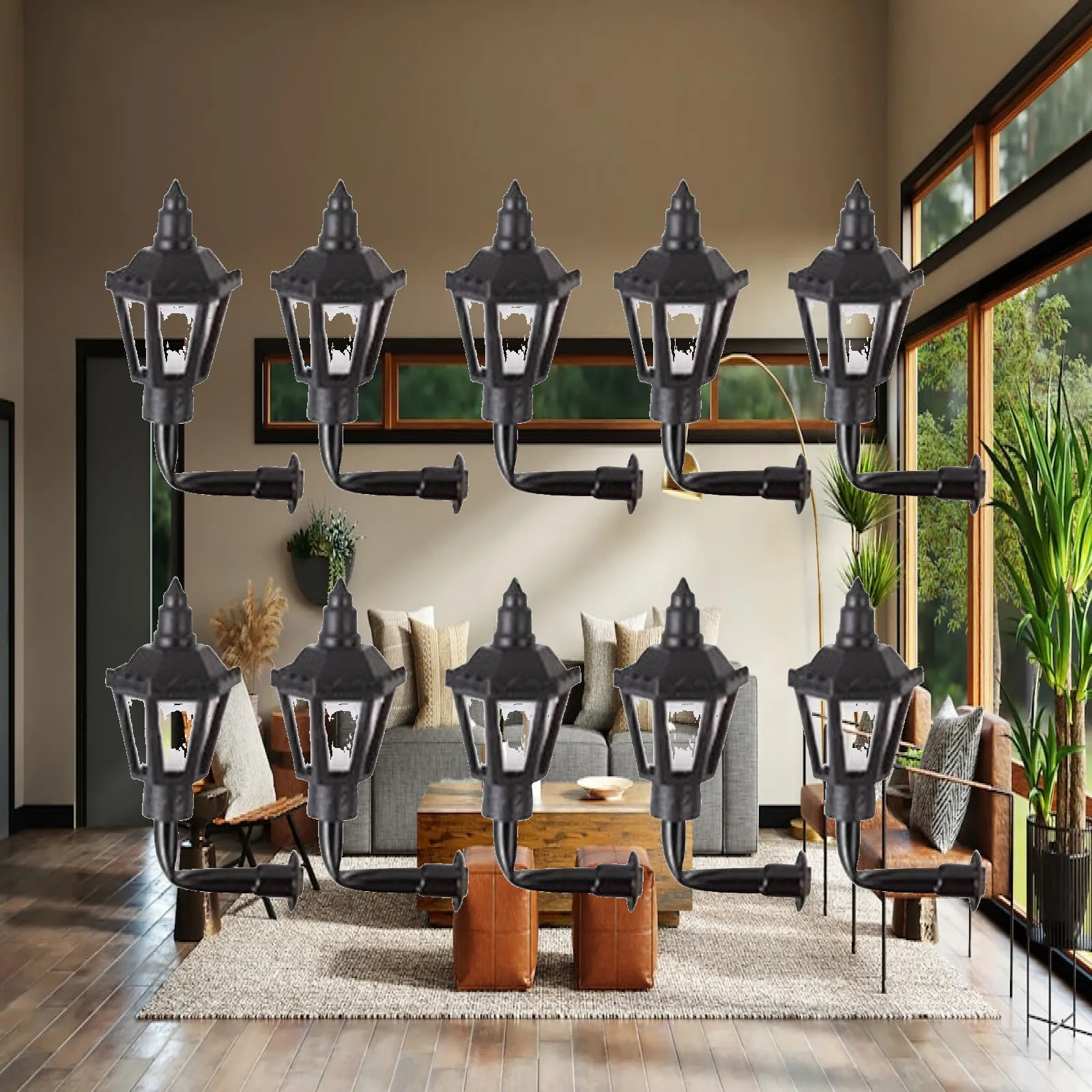 Miniature Dollhouse LED Wall Sconces Metal Vintage Street Lamp for 1 12 Scale Railway Train Model Decor