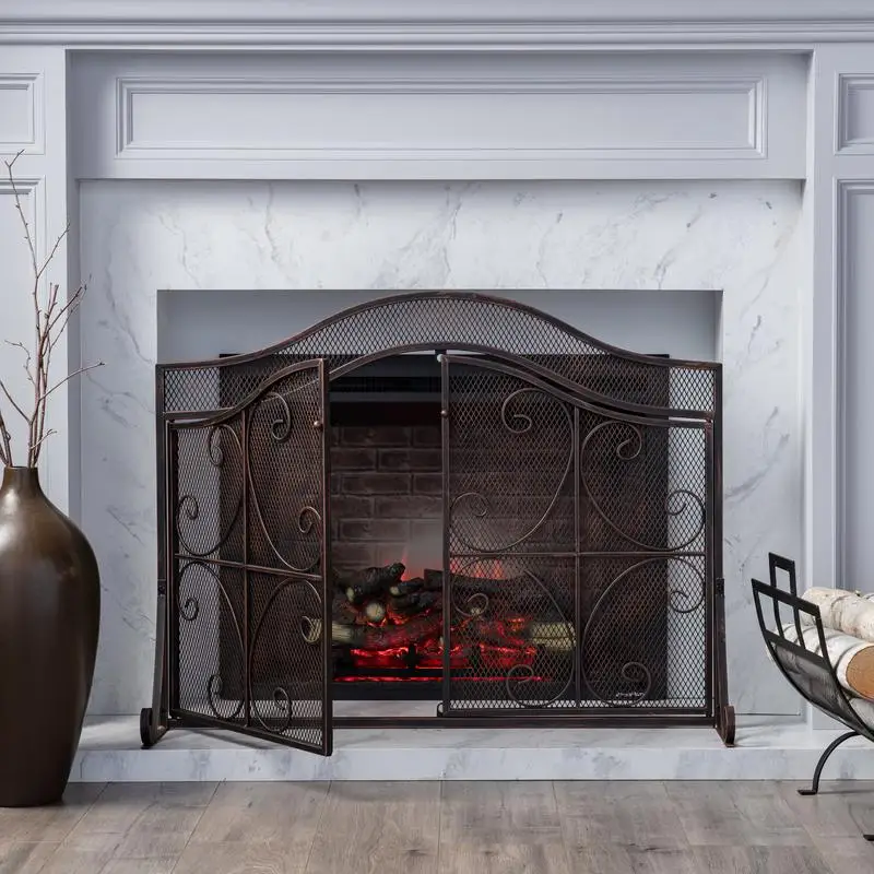 لوحة شاشة الحريق - درع أمان مدفأة مقاوم للحرارة للاستخدام المنزلي - ملحق ديكور لمنع الشرر والأجنة