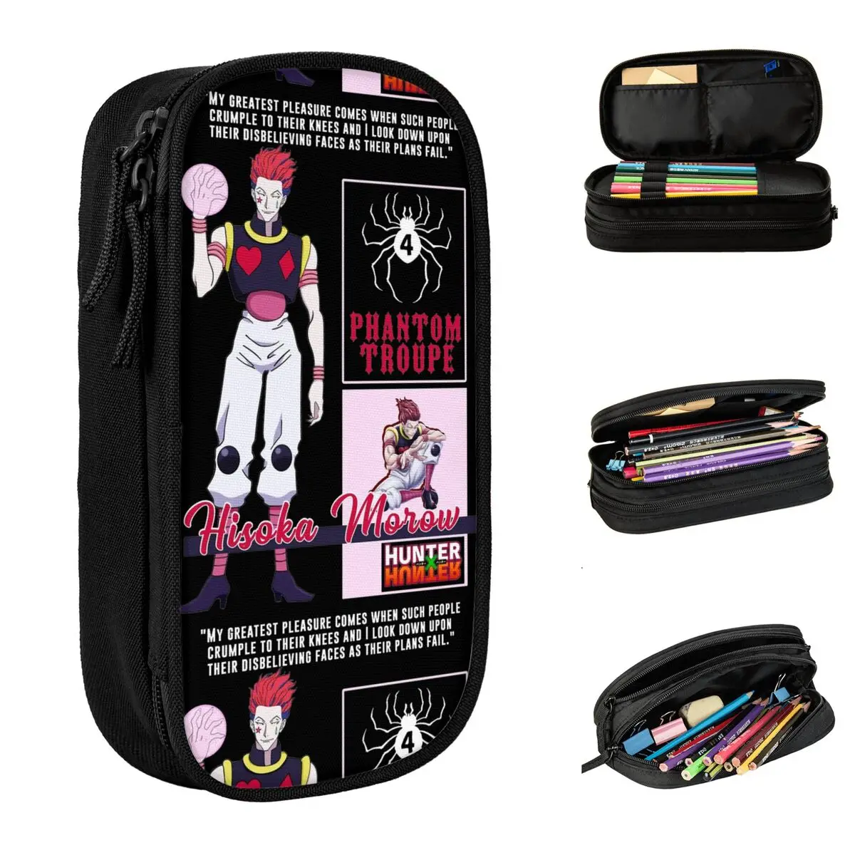 

Hisoka HXH Anime Pencil Case Cute Pen Bags for Student Large Storage School Supplies Gifts Pencil Box