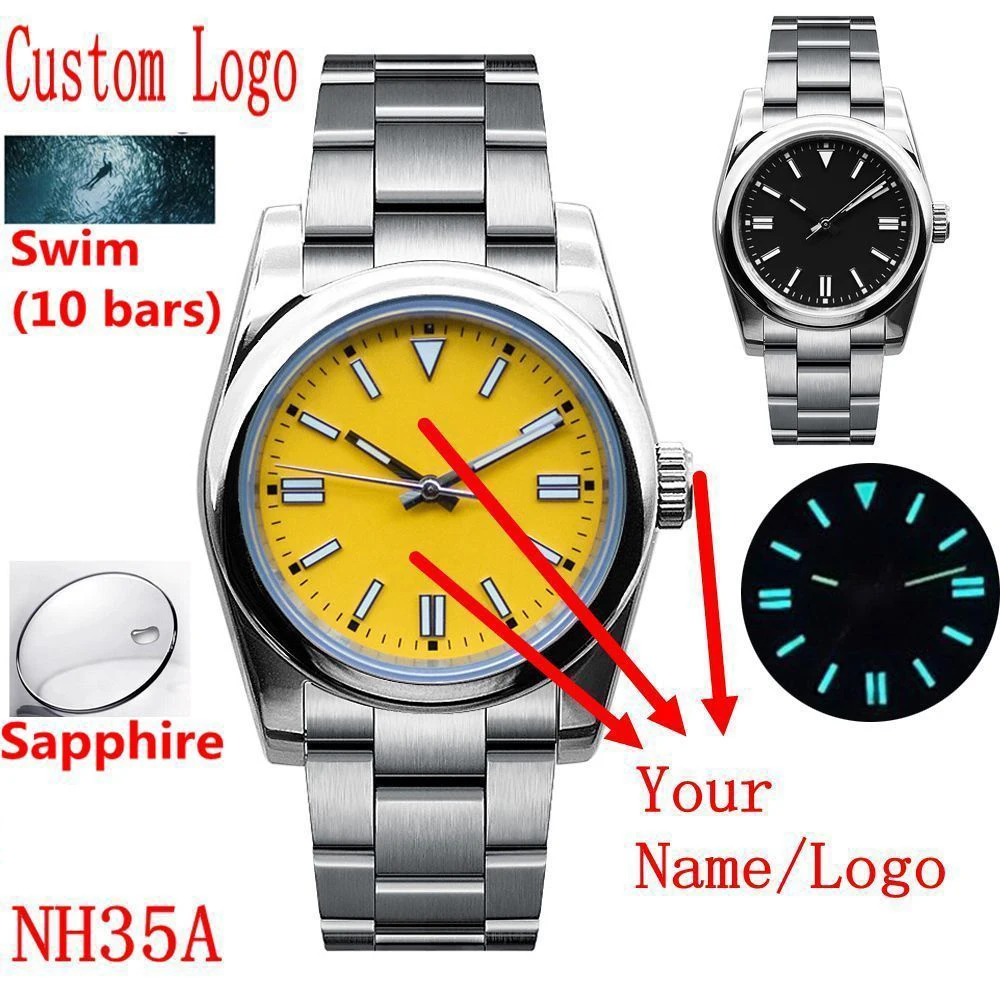 Custom Mens Watch for men Sport Luxury Sapphire NH35 Automatic Mechanical Wristwatches Waterproof Luminous relogio masculino