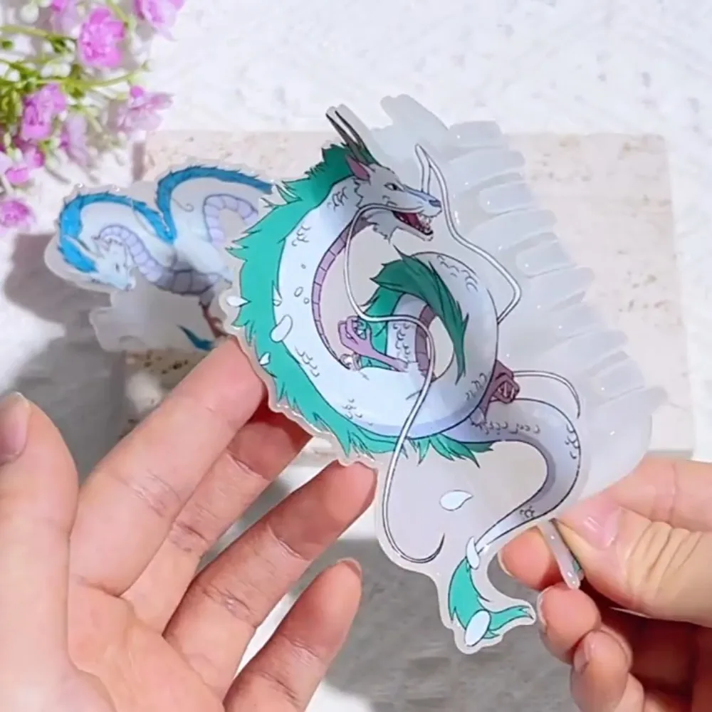 Nueva pinza para el pelo de dragón blanco de dibujos animados, pinzas en forma de garra acrílicas, pinza para el pelo con estampado bonito de cangrejo y dragón, accesorios para el cabello para mujeres y niñas