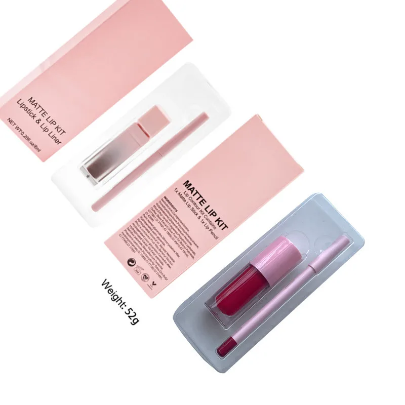 Rossetto liquido opaco con etichetta privata con fodera per labbra Kit labbra vegane di alta qualità Kit matita per labbra lucidalabbra per trucco cruelty free