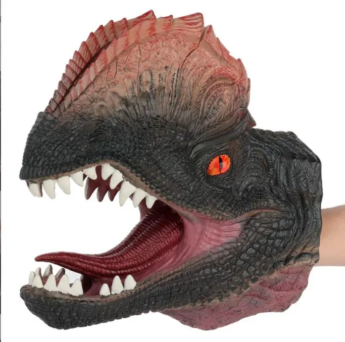 dinosaur finger puppets Soft Rubber Dinosaur Toys Jurassic Raptor Realistic Puppet Dinosaur Head Hand Puppet Figure Toys