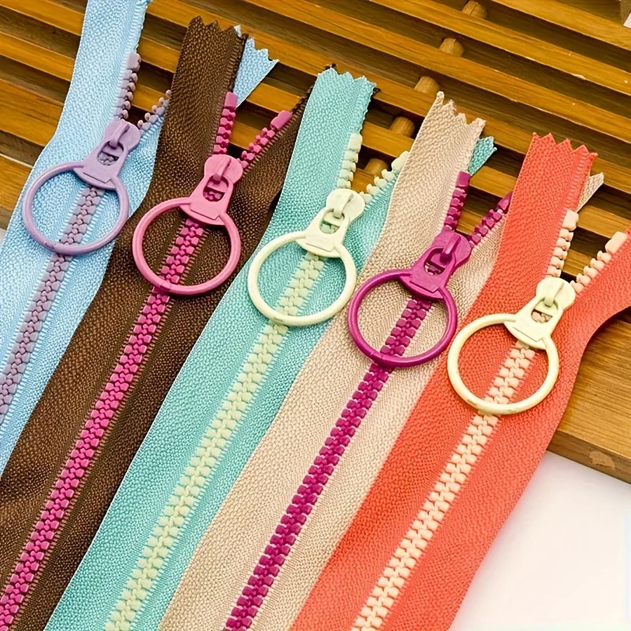 10pcs15cm-30cm mixed resin zipper, 3# closed with pull loop, durable zipper head, for sewing, crafts, bags