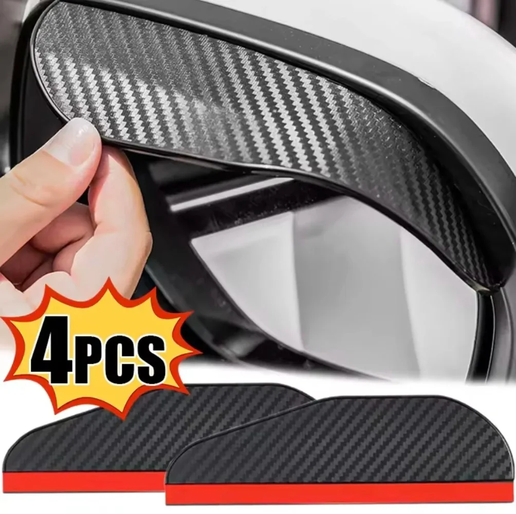 4/2PCS Car Rearview Mirror Rain Eyebrow Carbon Fiber Rain Shield Sun Shade Clear Vision Protector for Auto Mirror Accessories