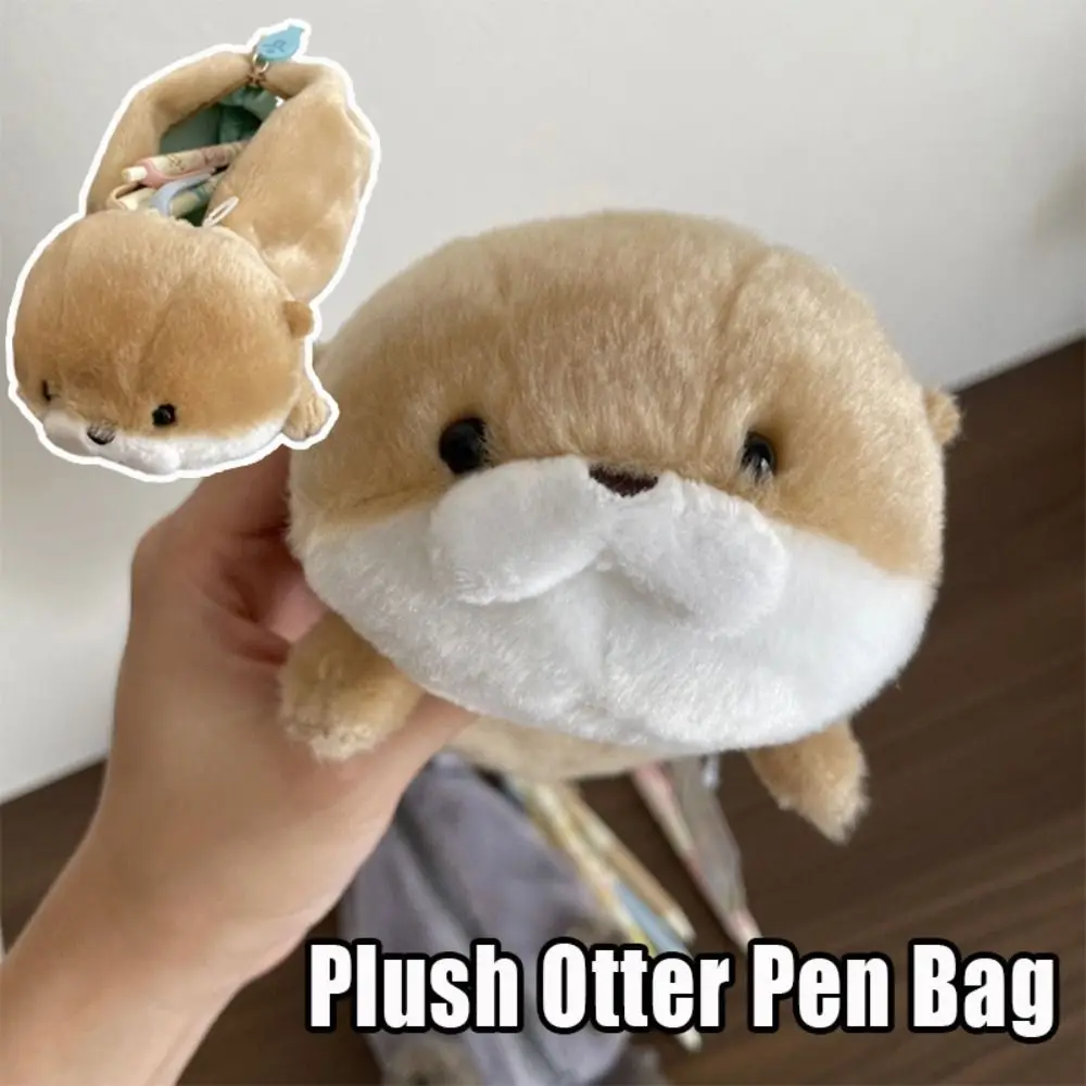 

Portable Plush Pen Bag Otter Large Capacity Pencil Case Stationery Organizer Student
