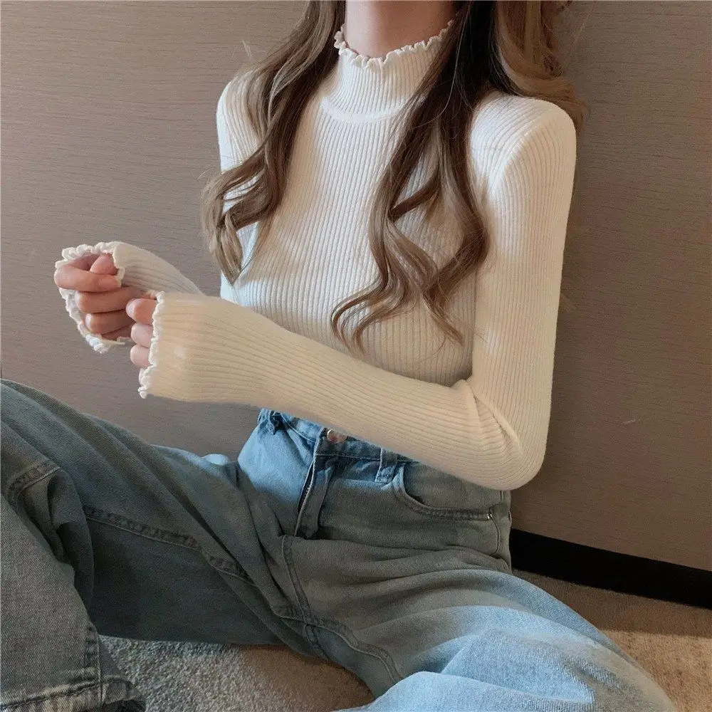 

High Collar Women Thermal Underwear Thicken Plush Pullover Long Sleeves Warm Top Bottoming Shirt Undershirts Autumn Winter Top