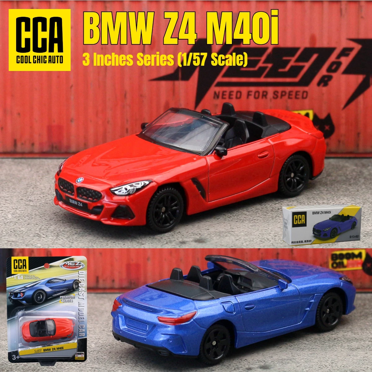 1/57 BMW Z4 M40i Toy Car Model CCA MSZ 1:64 Diecast Vehicle