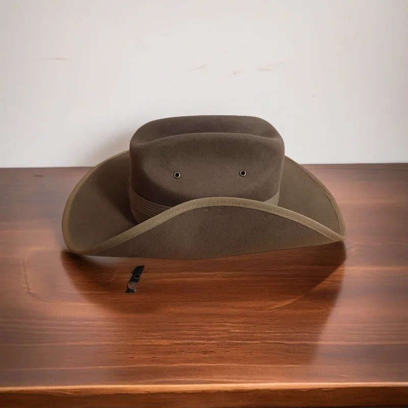 Men's Riding Hat ,  Travel 100% Wool Felt Hat,Brown Color Velvet Denim Hat,  Western Knight Hat With Detachable Windbreak Rope
