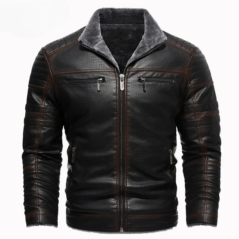 Winter Leather Jacket Men Coat Jackets Coats Faux Leather Vintage Biker Jacket Men To Resist The Wind Windproof Biker Jacket Men