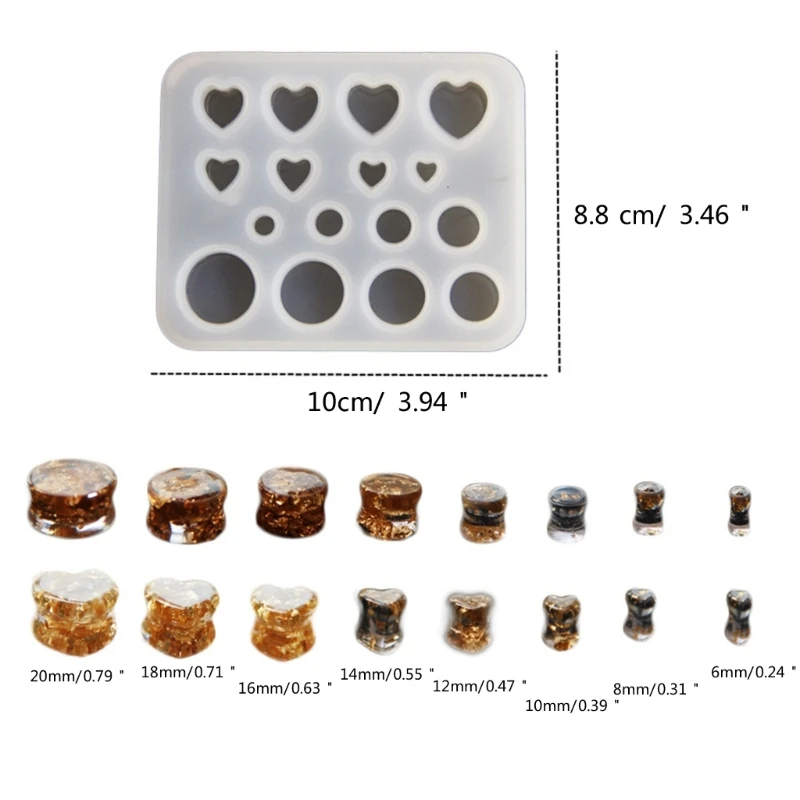 Silikon-Ohr-Dehnungsform, Silikon-Schmuckformen, runde herzförmige Ohrformen