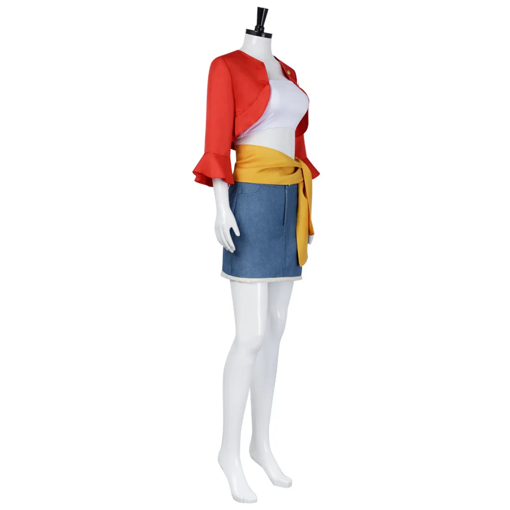 ONE PIECE Monkey D Luffy Anime Butt-covering cos suit Girls Cosplay Costume Kimono Tube Top Jacket Girdle Skirt Uniform Full Set