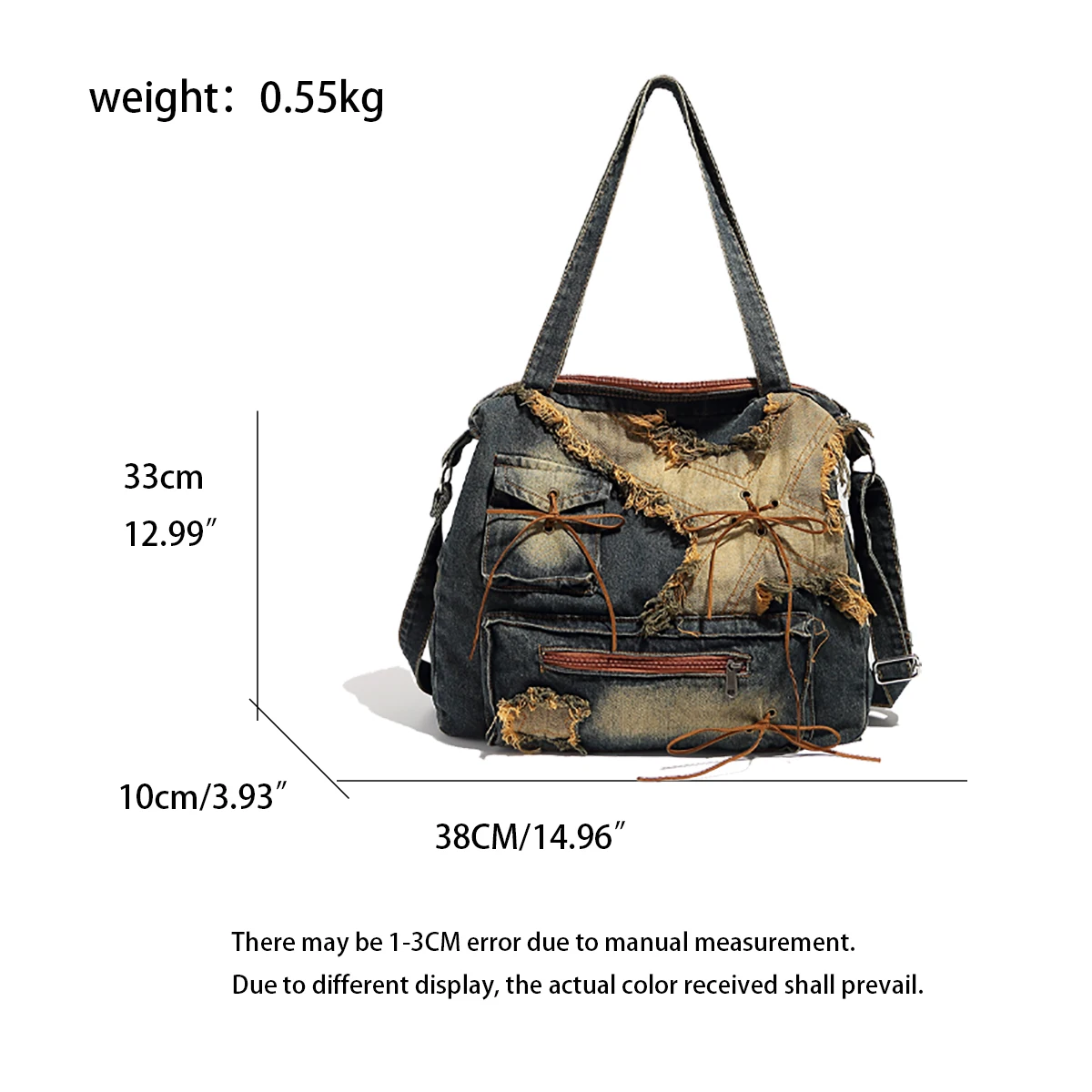 Denim Shoulder Hobo Bag for Women Luxury Designer Handbag 2024 Fashion Trend Patchwork Crossbody Bag Large Capacity Shoulder Bag