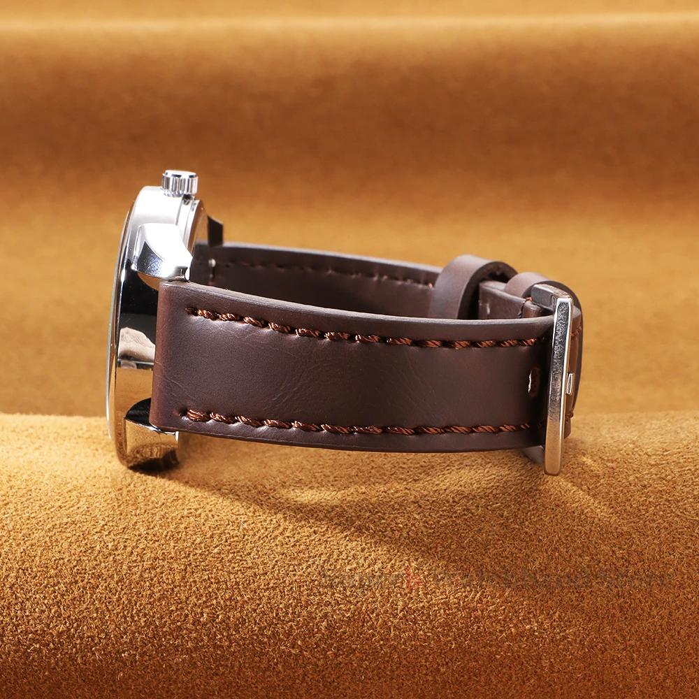 Ремешок для часов 18 мм, 20 мм, 22 мм, 24 мм, винтажный кожаный ремешок для часов Seiko, быстросъемные универсальные браслеты для умных часов