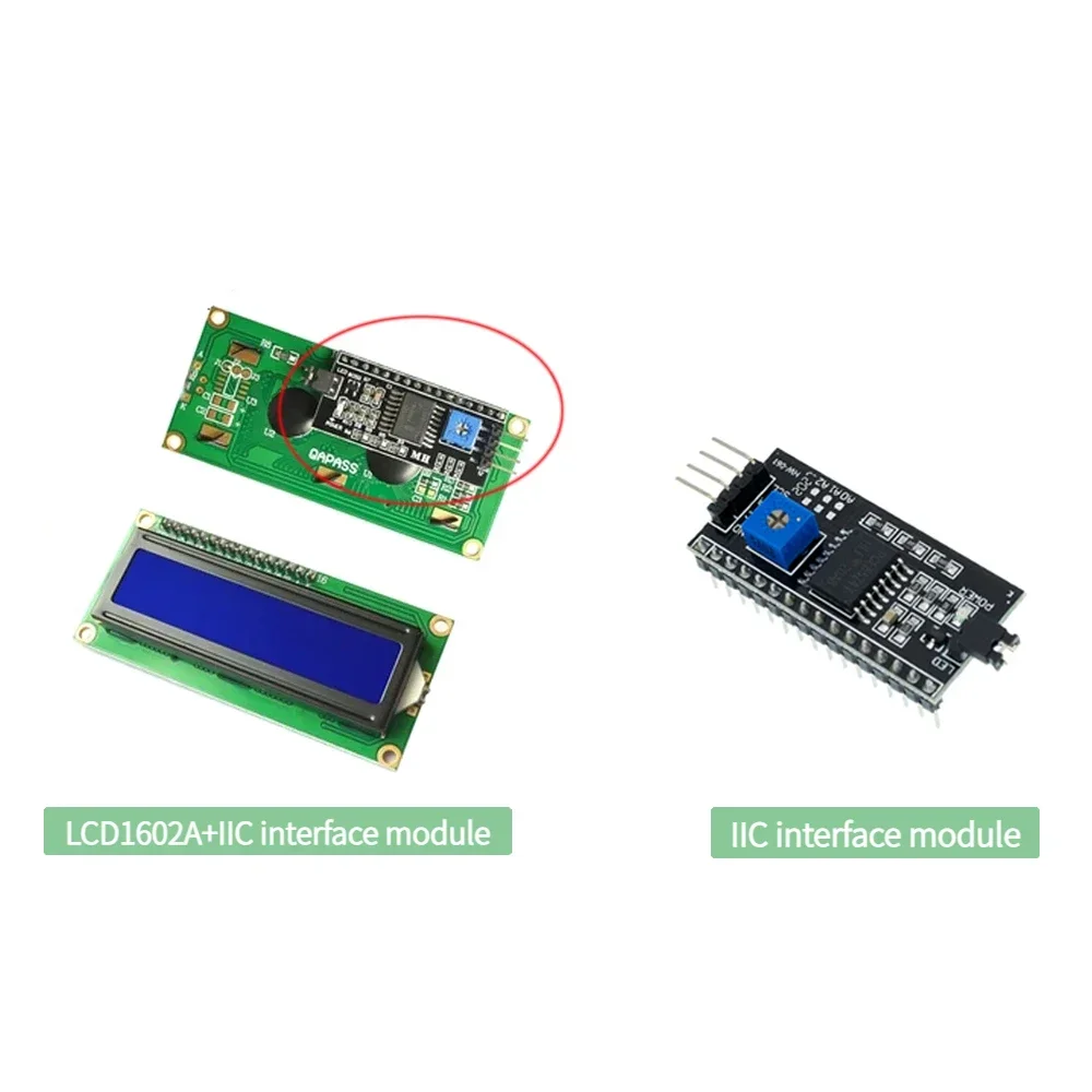 DC 5 Volt 1602 LCD Display Module Liquid Crystal Display Module with IIC/I2C Interface Adapter Board Blue Screen Display Module