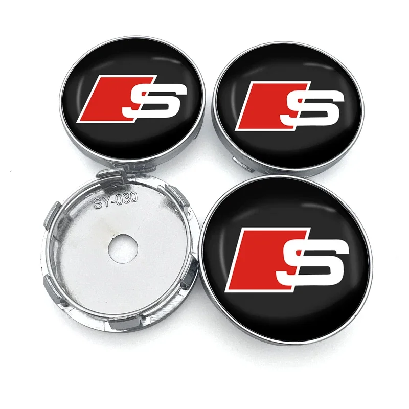 4pcs 60mm Car Wheel Center Hub Cap Rim Cover Emblem Sticker Audi sline TT Q3 Q5 Q7 Q8 S3 A4 A5 A6 A7 R8 B5 B6 B7 B8 C5 C6 C7 V8