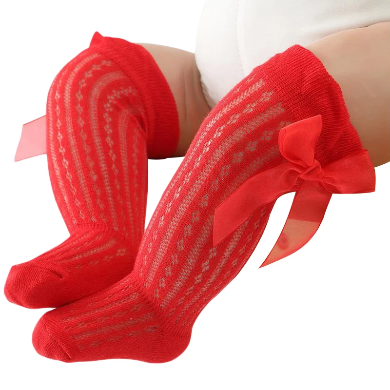 Baby Knies trümpfe Kleinkind lange Socken Mädchen Bogen gekräuselte Knies trümpfe Bogen Mesh Rohr Strümpfe Baby Kleid Socken