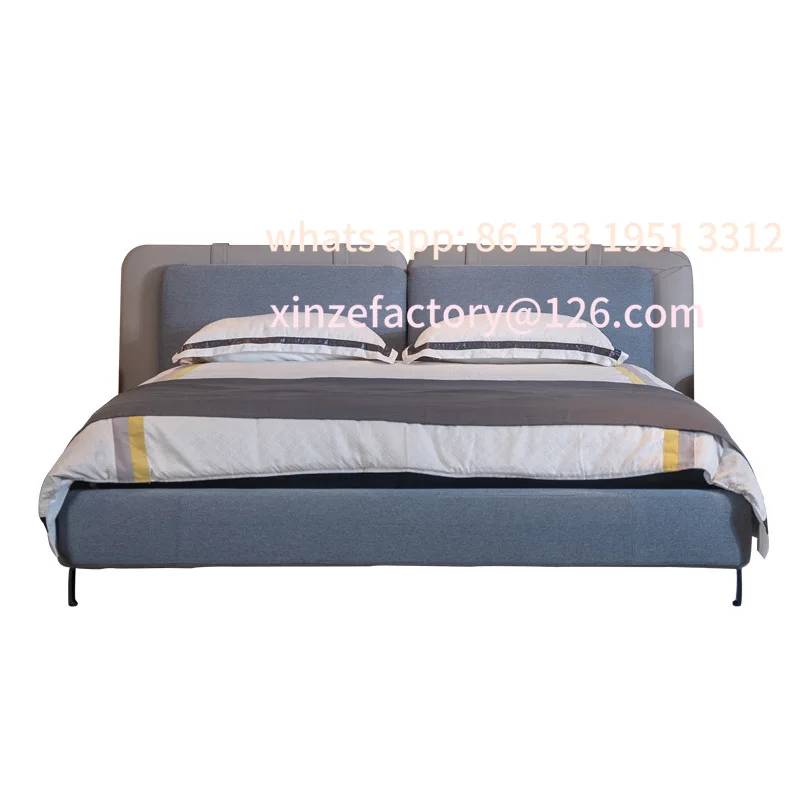 

Customizable Italian minimalist fabric bed tatami light luxury thousand bird bed master bedroom simple 1.8 meters double bed air