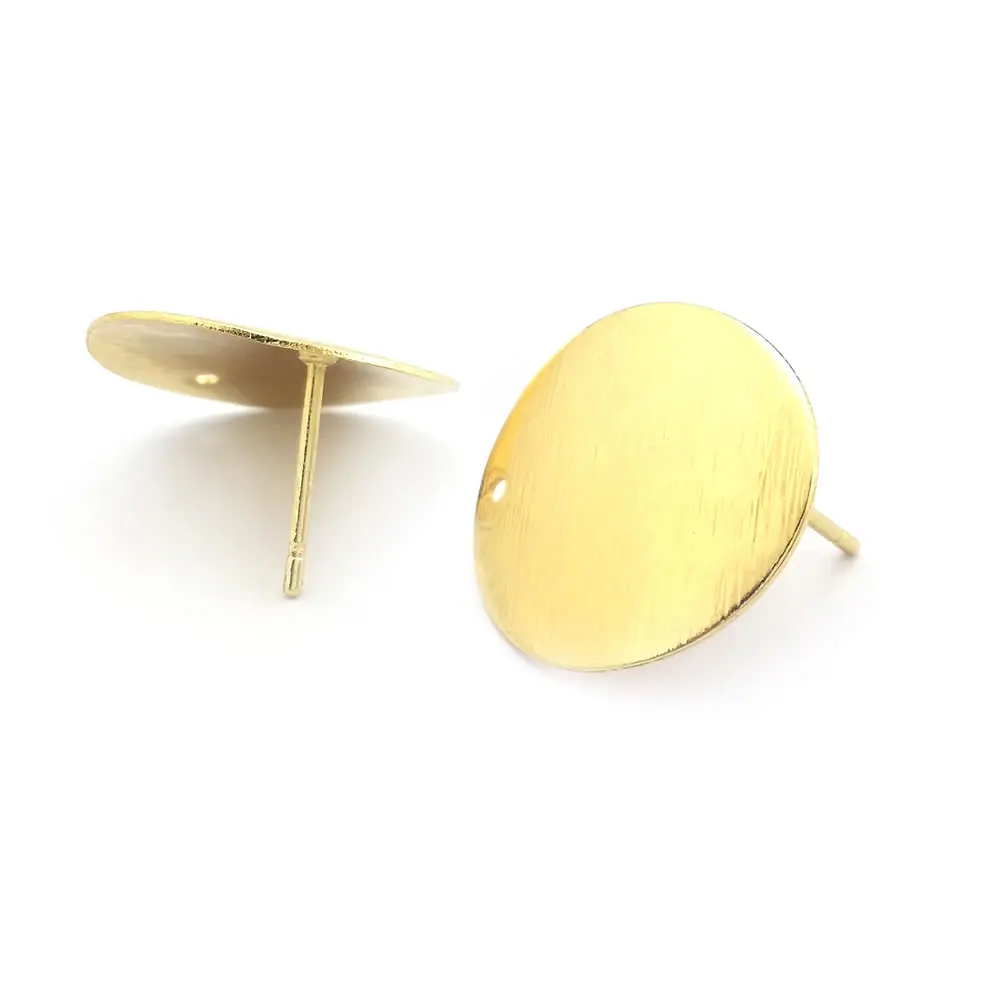 Brincos redondos para mulheres, cor de ouro 18k, listrado de latão, superfície do arco para dentro, onda suave