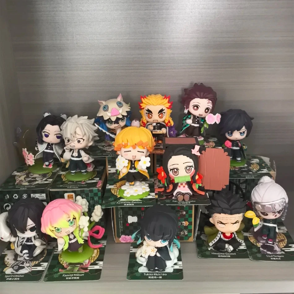 12種類の鬼滅の刃フィギュア、シーンデコレーション、竈門炭治郎、竈門禰豆子、善逸、PVCフィギュア、コレクションモデル玩具、ブラインドボックスドール