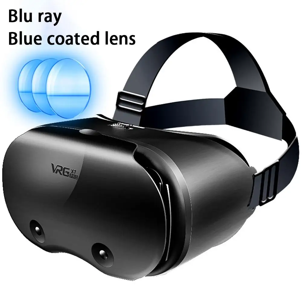 VRG Pro X7 VR  Glasses Blue Light Eye Protective Virtual Reality Helmet Compatible For 5-7 Inches Intelligent Phone