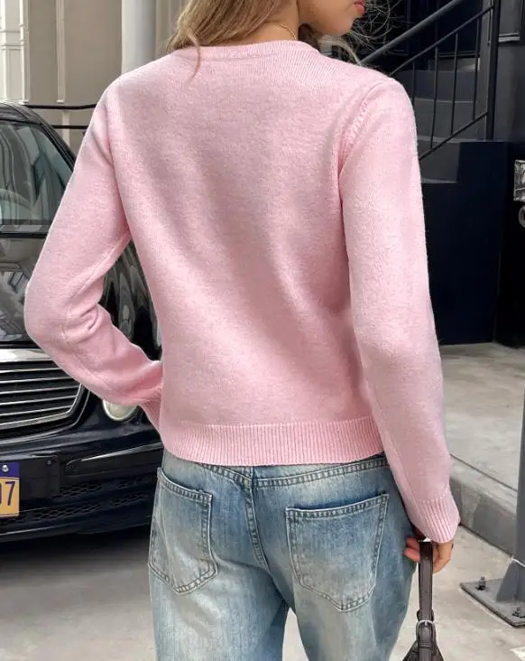 2025 الخريف والشتاء نمط غير رسمي أنيق بأكمام طويلة الصوفية قاعدة سترة المرأة سترة تي شيرت البلوز القمم