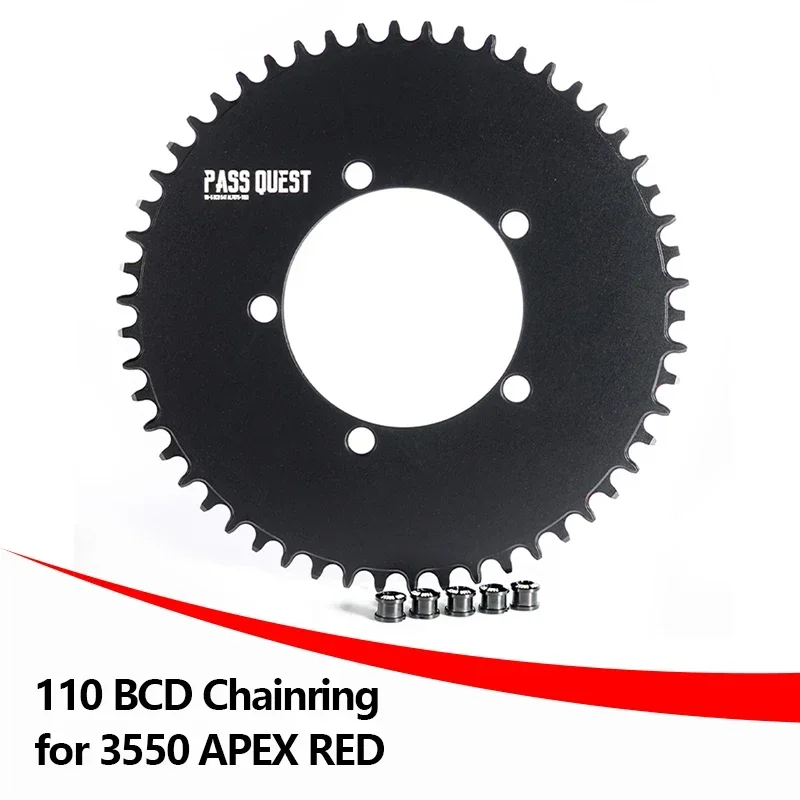 Pass Quest 110 BCD Chainring for 3550 APEX RED Narrow Wide Chainring 110bcd 5 Bolt Chainring 42T 44T 46T 48T 50T 52T 54T 56T 58T