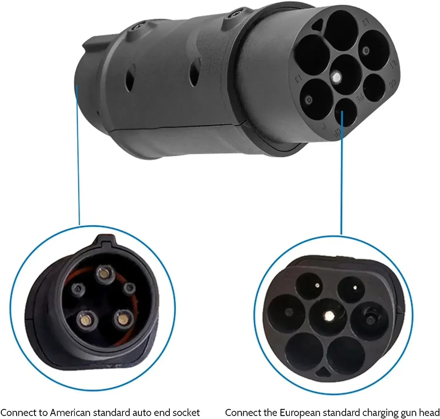 Type 2 to Type 1 EV Adapter AC 220V 32A EV Car Charging Adaptor 3.5KW Type2 IEC 62196 To Type1 J1772 Charger Convertor