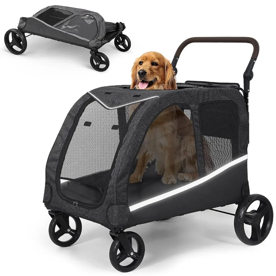 Dog Stroller for Large Dogs Extra Large Pet Stroller for Medium Dogs Dog Wagon Carriage Foldable Design Adjustable Handle with