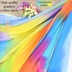 30D Colorful Gradient Chiffon Fabric By The Meter for Clothing Silk Scarf Dress Skirts Sewing Soft Thin Transparent Cloth Summer