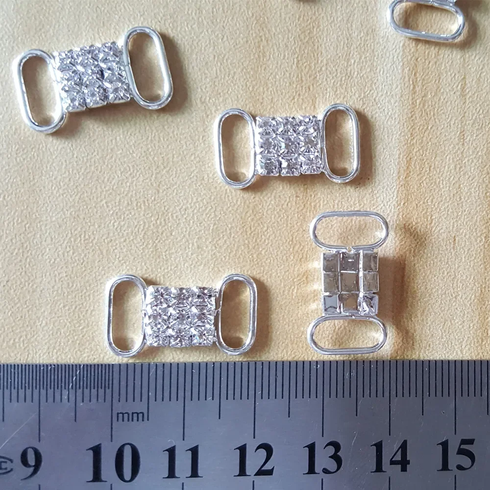 CJSIR 10Pcs Rhinestone Crystal Bikini Connectors Buckle Metal Chain for Swimming Wear Bikini Decoration