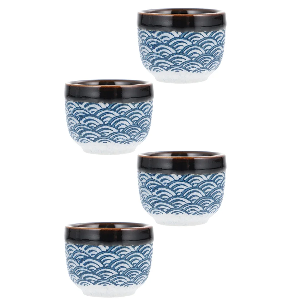 4 Pcs Sake Cup Kit Ceramic Sake Cups Set Japanese Style Traditional Saki Tea Cup Kit Dishwasher Safe