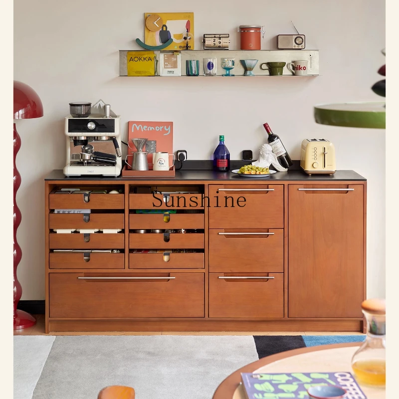 

Edge solid wood retro low cabinet small apartment living room tea kitchen storage storage
