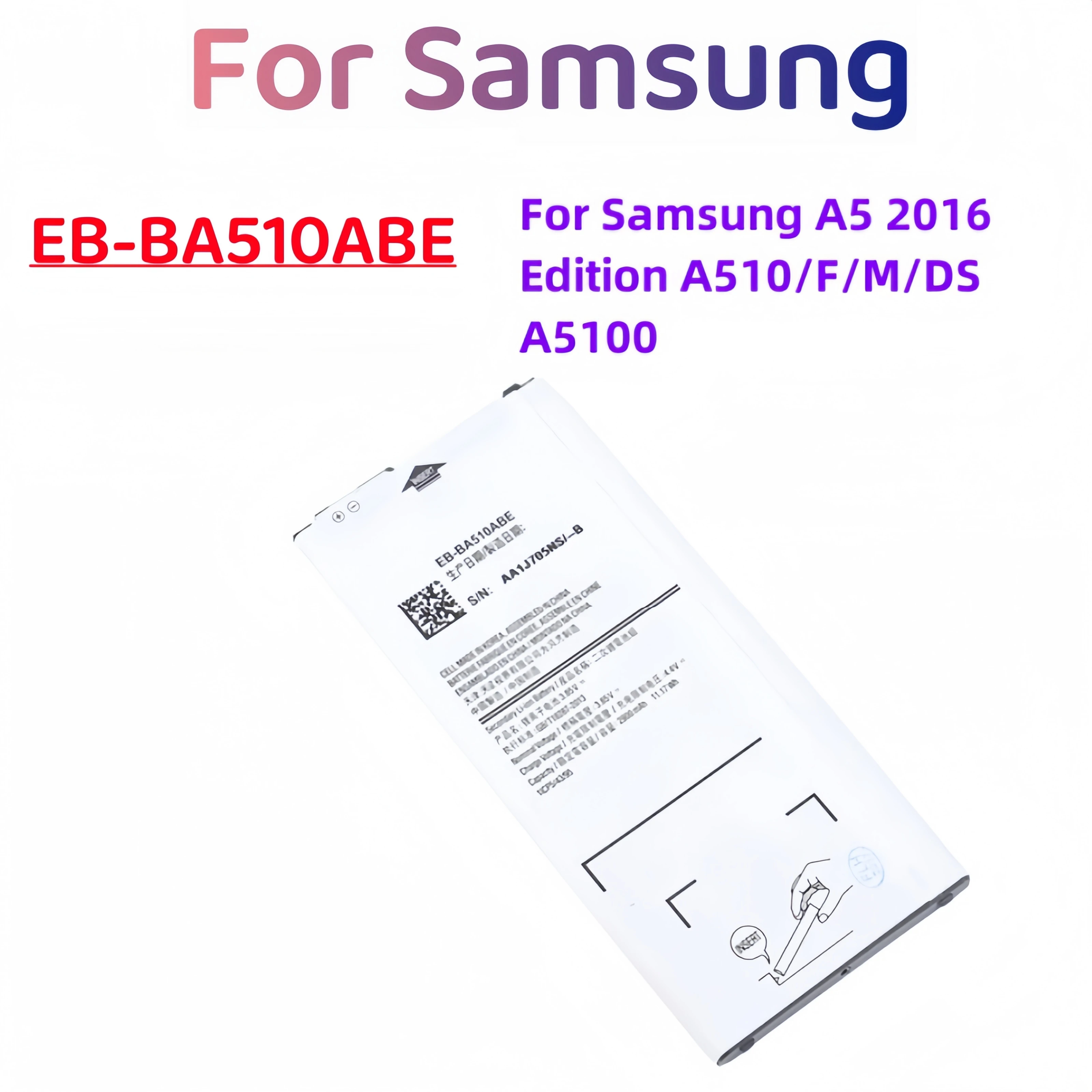 Mobile Phone Battery For Samsung Galaxy A5 2016 A510 A510F A5100 A510M A510FD A510K A510S EB-BA510ABE 2900mAh