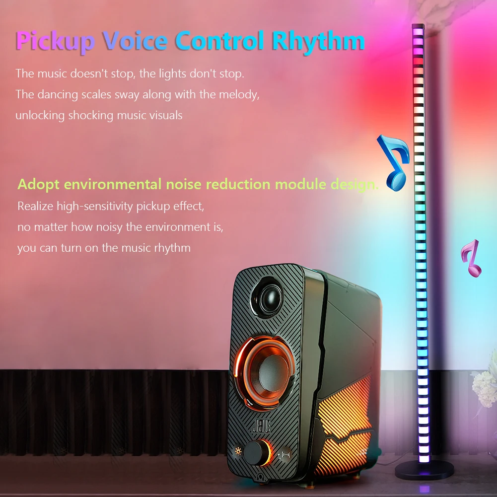 RGB Music Sound Control 1.2M Floor Lamps Color LED Light App Control Pickup Voice Activated Rhythm Lights Bar Ambient Light