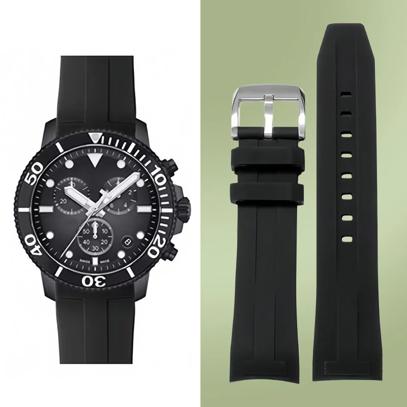 Correa de silicona con interfaz curva para reloj Tissot 1853 SEASTAR Series T120407, accesorios para pulsera, 22mm