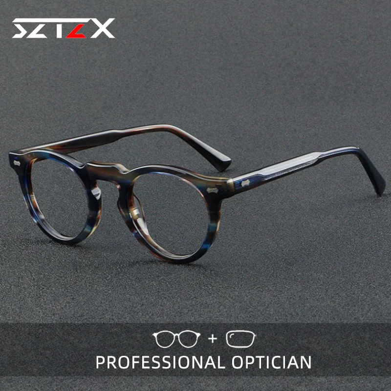 lunettes-de-lecture-progressives-rondes-en-acetate-durables-sztzx-classiques-retro-polyvalentes-bloquant-la-lumiere-bleue-pour-la-myopie
