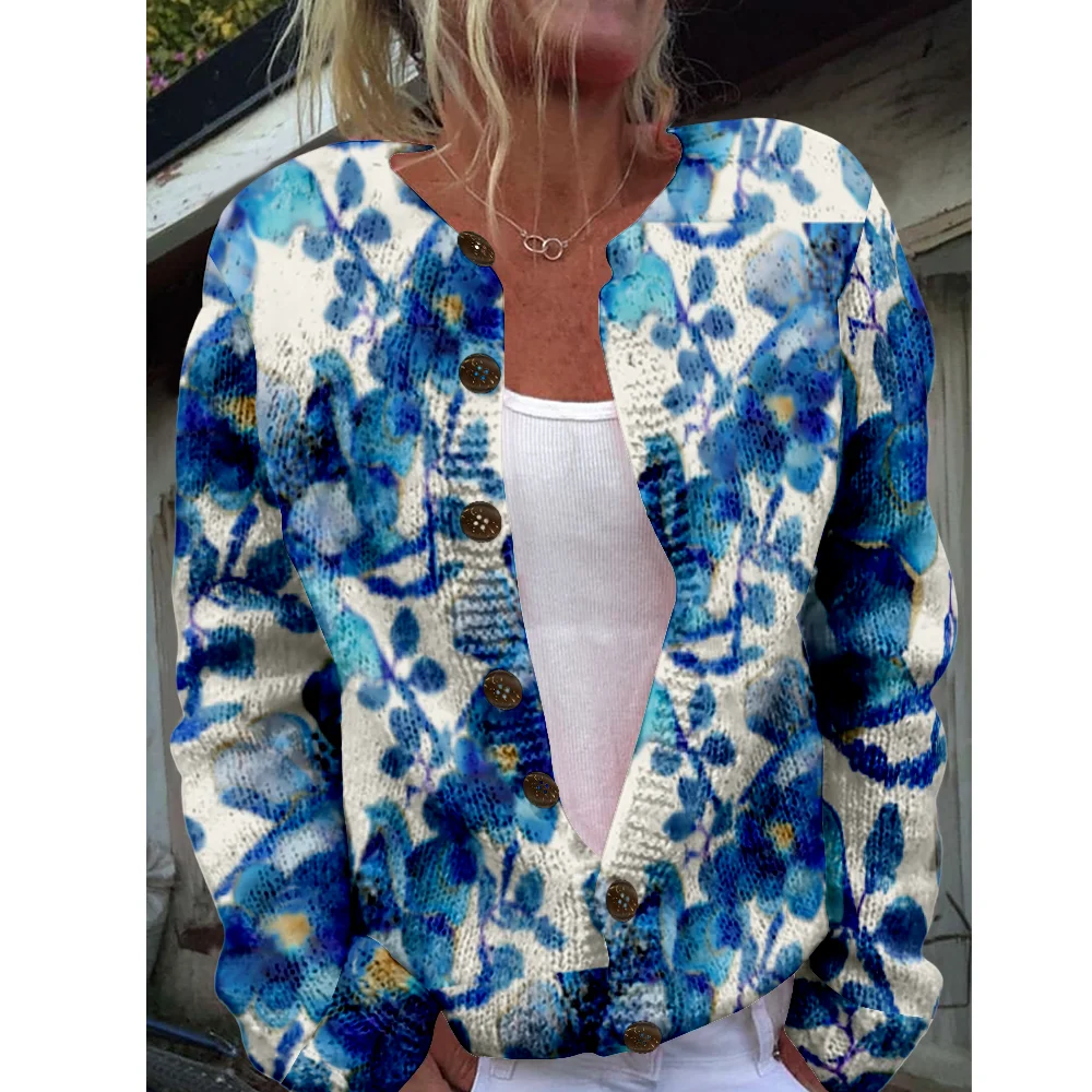 

Осень-зима вязаный синий кардиган повседневный свитер уличная одежда женские свитера вязаный топ крутые джемперы модные