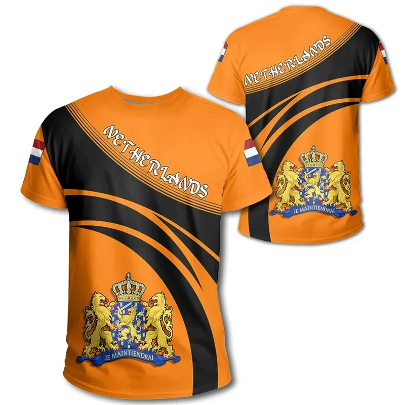 NIEDERLÄNDISCHE Flagge 3D-Druck Sport Schnelltrocknend Breatha Herren T-Shirt Outdoor Fußball Uniform Team Training Eltern-Kind Kurzarm – Detail 7