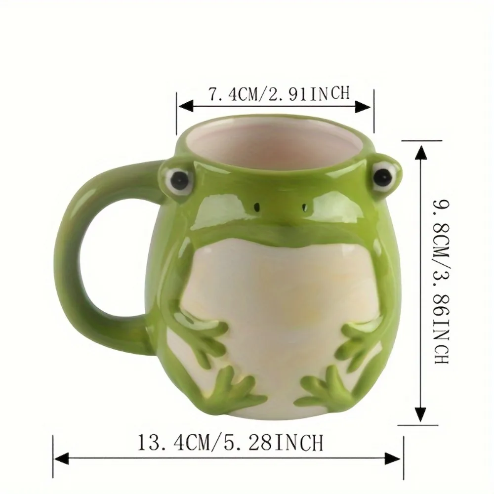 Frog Coffee Mug Green Porcelain Ceramic Cup with Handle Funny Novelty Cup Gift for Women Men Birthday Festival Christmas view 2