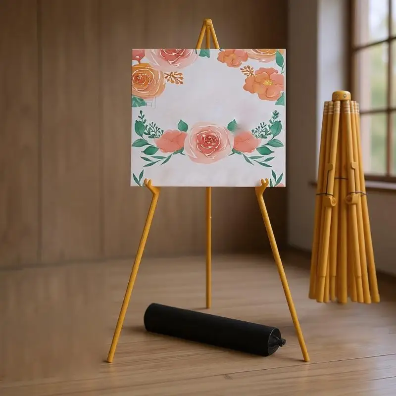 Foldable Tripod Easel Adjustable Metal Easel Stand For Artwork Posters Photos view 5