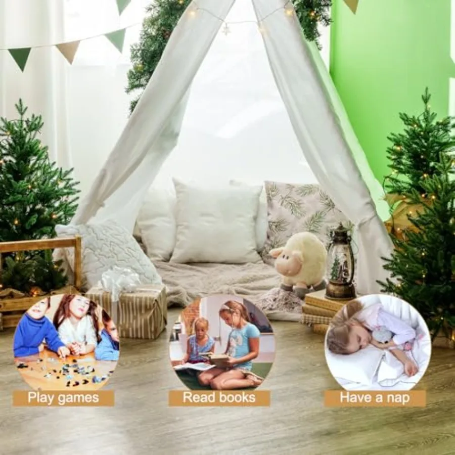 12 paquetes de tienda tipi con luces de cadena de 10 pies, tienda tipi de juego para niñas y niños, tiendas plegables para interiores y exteriores para cumpleaños