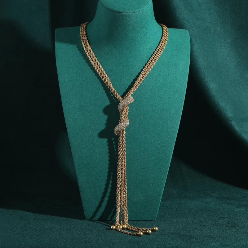 Vintage Boho Gold Rope Chain Necklace for Women