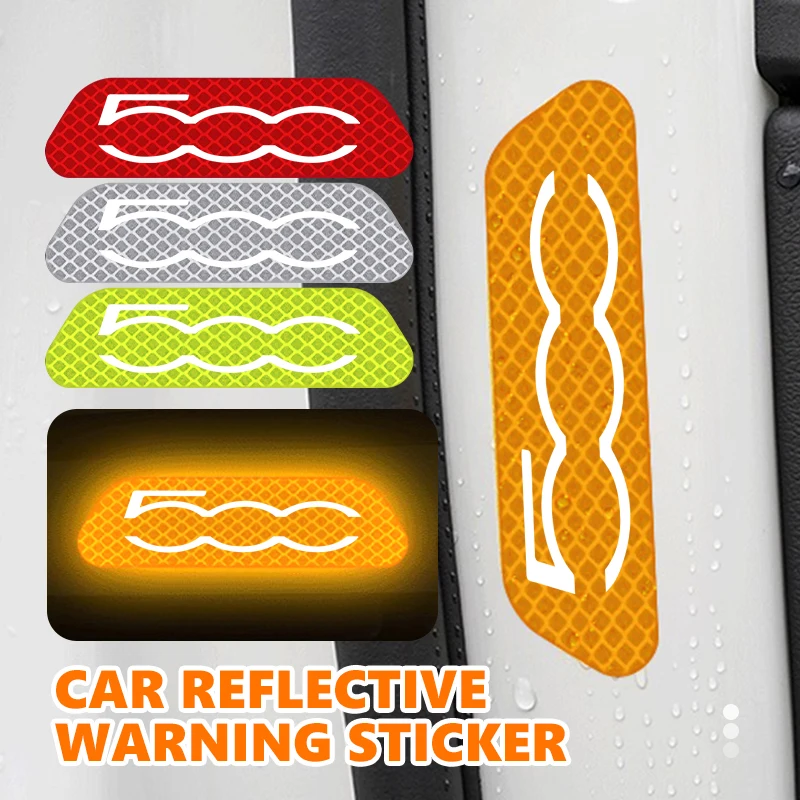 For Fiat Car Door Sticker Safety Warning Reflector Tape Decal Auto Accessories Abarth Doblo Freemont Stilo Grande Doblo 500 Tipo