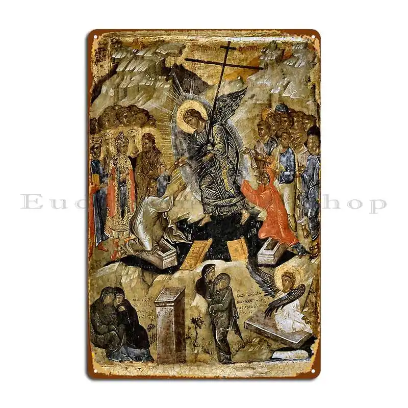 The Resurrection Of Christ Orthodox Icon Metal Plaque Garage Funny Custom Mural Printed Tin Sign Poster