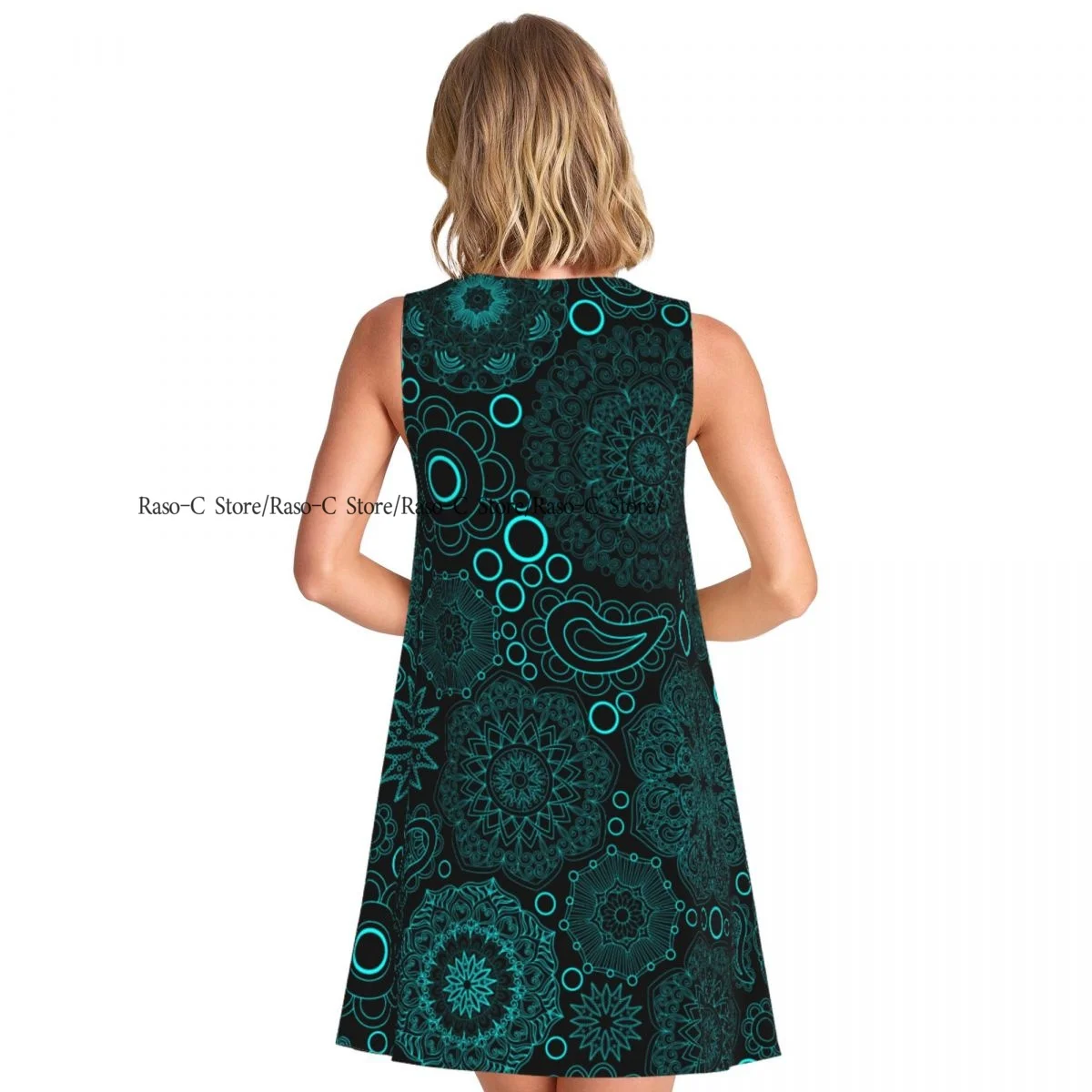 Damesjurk Zomer Casual T-shirt Jurken Strand Cover-up Boho-stijl Mandala Tankjurk