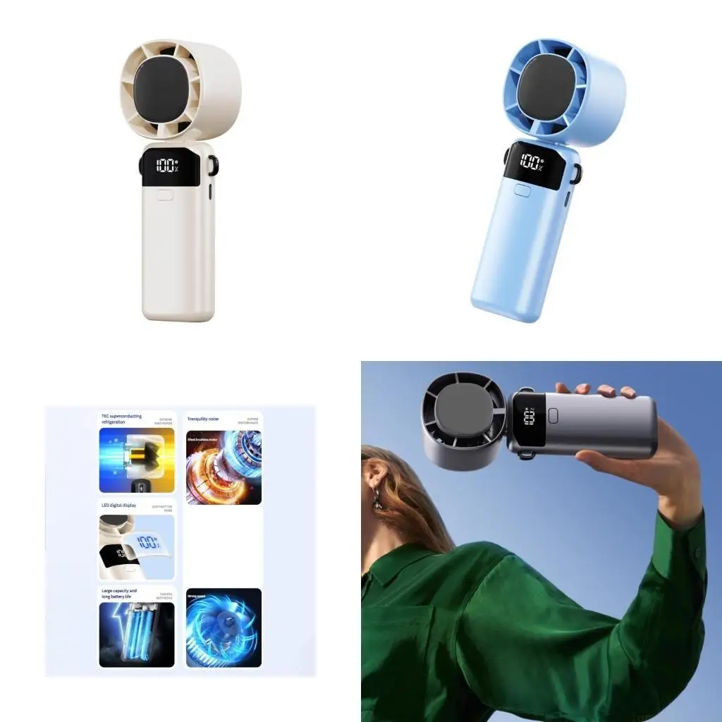 

Портативный мини-вентилятор D0AB Мощный ручной вентилятор с холодным сжатием, скорость 0–100, USB C